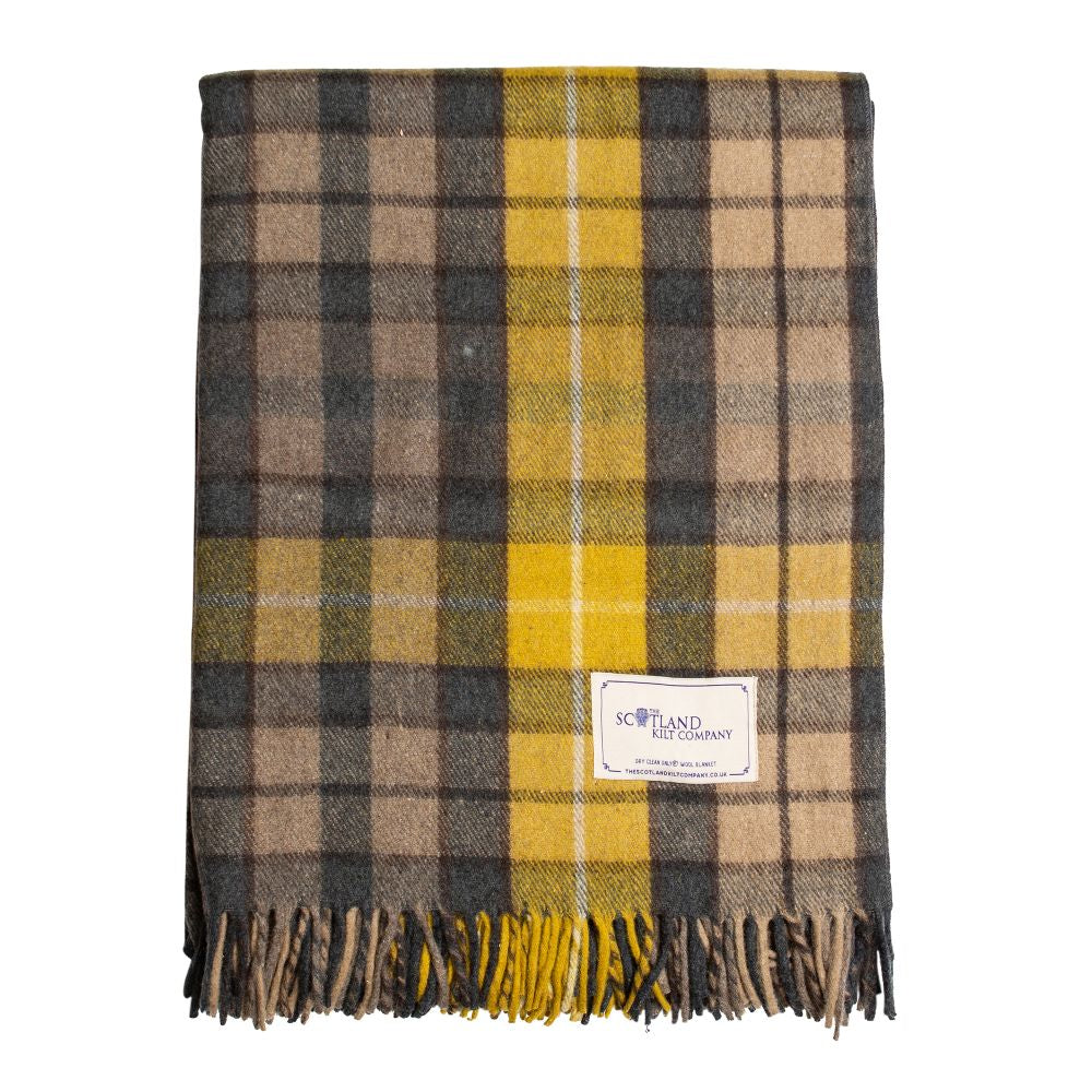 Wool Tartan King Size Rug 69&#39;&#39; x 98&#39;&#39; - Natural Buchanan