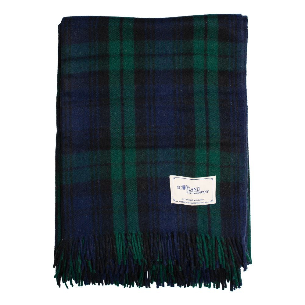 Wool Tartan King Size Rug 69&#39;&#39; x 98&#39;&#39; - Black Watch