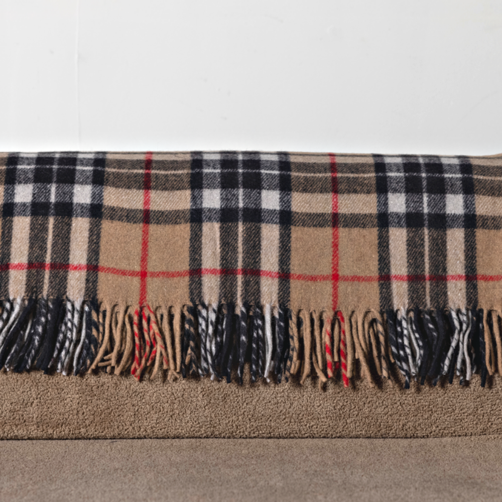 Wool Tartan Knee Rug - Camel Thomson