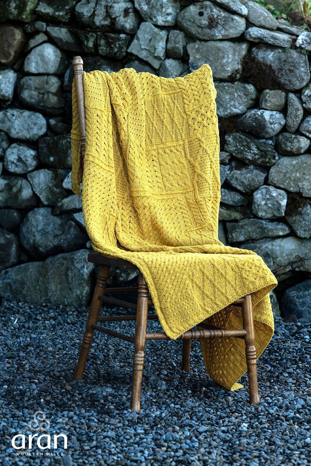 Merino Wool Patchwork Knit Blanket/Throw by Aran Mills - 3 Colours