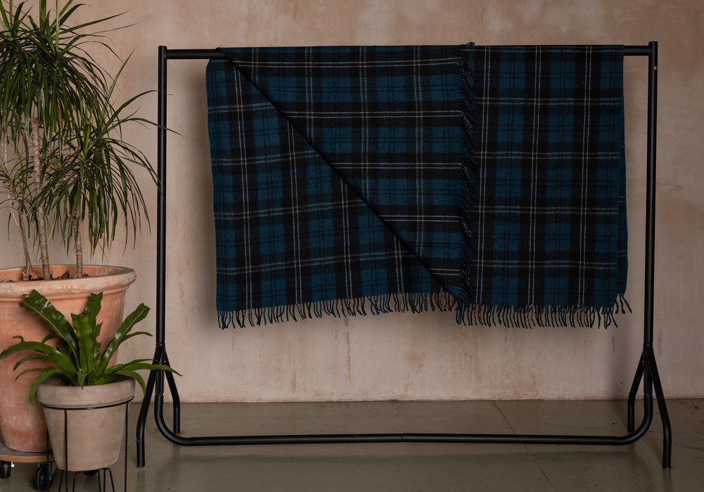 Wool Tartan Rug - Ramsay Blue