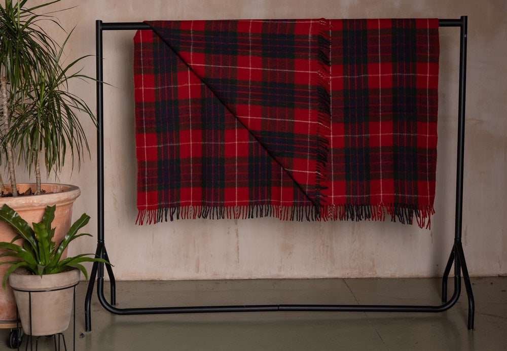 Wool Tartan Rug - Fraser Red