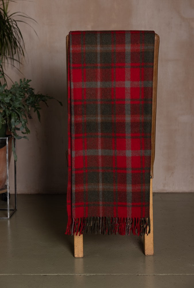 Wool Tartan Rug - Dark Maple