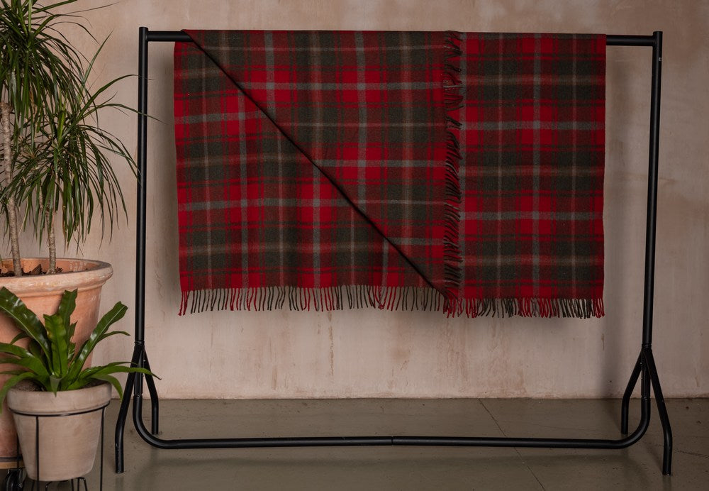 Wool Tartan Rug - Dark Maple