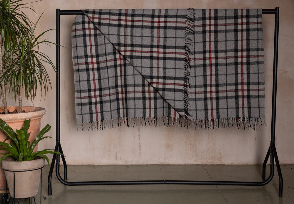 Wool Tartan Rug - Thomson Grey