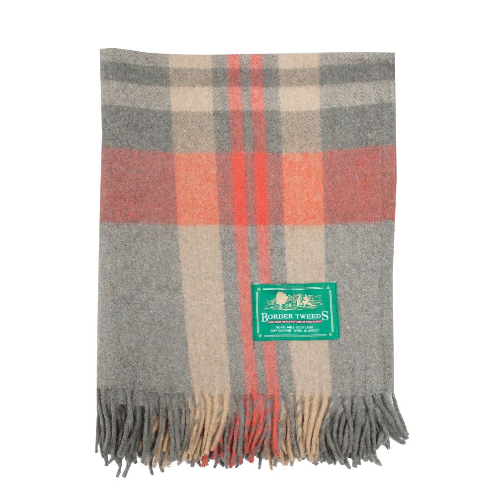 Scottish Grey with Stripe Tartan Rug